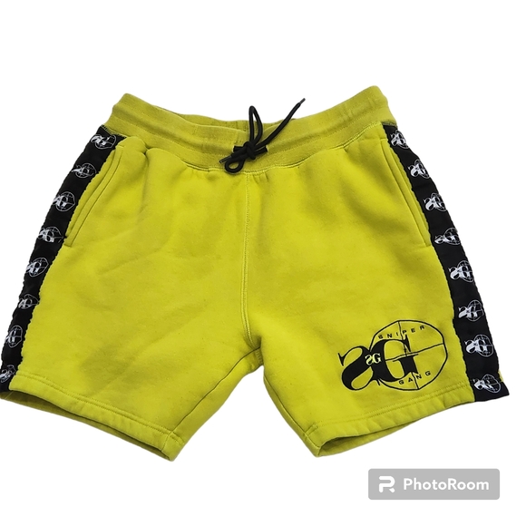Sniper Gang Cross Hairs Ribbon Logo Green Fleece Sweat Shorts "Everything 1K"  S - Picture 1 of 14